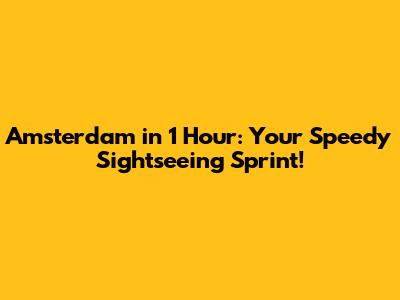 Amsterdam in 1 Hour: Your Speedy Sightseeing Sprint!