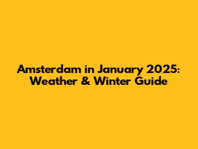 Amsterdam in January 2025: Weather & Winter Guide