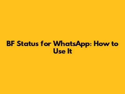 BF Status for WhatsApp: How to Use It