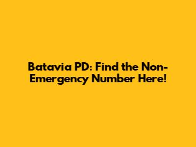 Batavia PD: Find the Non-Emergency Number Here!