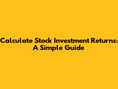 Calculate Stock Investment Returns: A Simple Guide