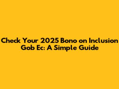 Check Your 2025 Bono on Inclusion Gob Ec: A Simple Guide