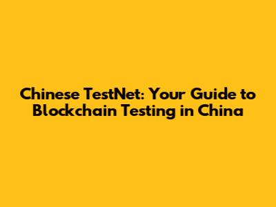 Chinese TestNet: Your Guide to Blockchain Testing in China
