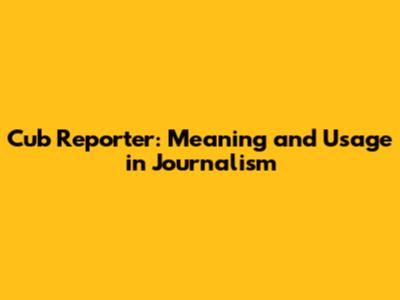 Cub Reporter: Meaning and Usage in Journalism