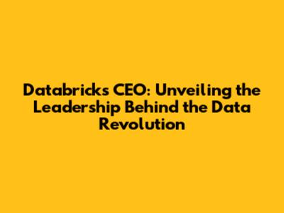 Databricks CEO: Unveiling the Leadership Behind the Data Revolution