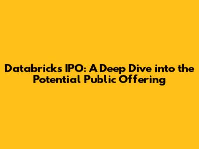 Databricks IPO: A Deep Dive into the Potential Public Offering