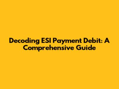 Decoding ESI Payment Debit: A Comprehensive Guide