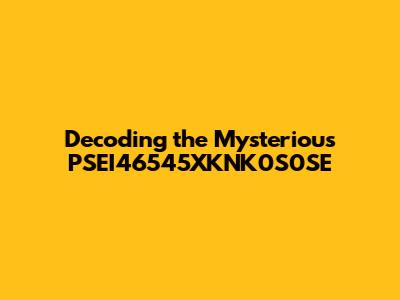 Decoding the Mysterious PSEI46545XKNK0S0SE