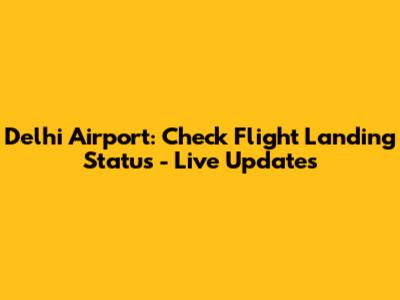 Delhi Airport: Check Flight Landing Status - Live Updates