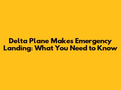 Delta Plane Makes Emergency Landing: What You Need to Know