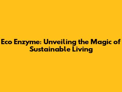 Eco Enzyme: Unveiling the Magic of Sustainable Living