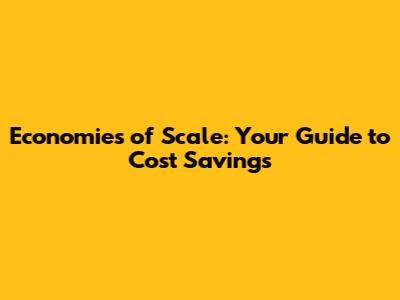 Economies of Scale: Your Guide to Cost Savings