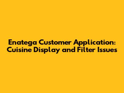 Enatega Customer Application: Cuisine Display and Filter Issues