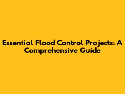 Essential Flood Control Projects: A Comprehensive Guide
