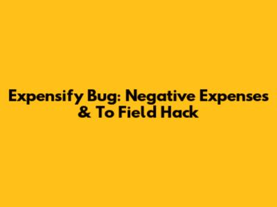 Expensify Bug: Negative Expenses & 'To' Field Hack