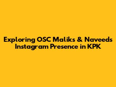 Exploring OSC Malik's & Naveed's Instagram Presence in KPK