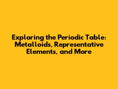 Exploring the Periodic Table: Metalloids, Representative Elements, and More