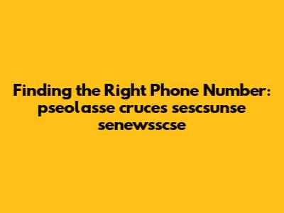 Finding the Right Phone Number: pseolasse cruces sescsunse senewsscse