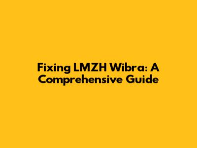 Fixing LMZH Wibra: A Comprehensive Guide