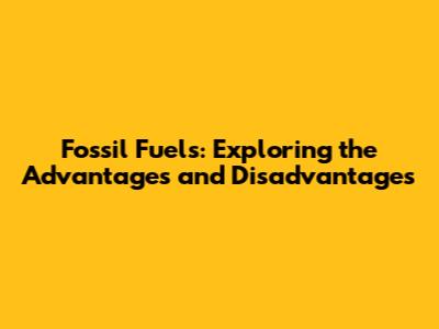 Fossil Fuels: Exploring the Advantages and Disadvantages