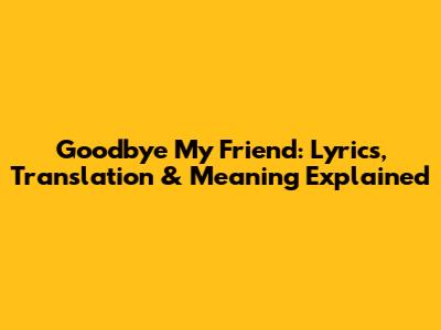 Goodbye My Friend: Lyrics, Translation & Meaning Explained
