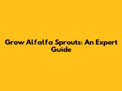 Grow Alfalfa Sprouts: An Expert Guide