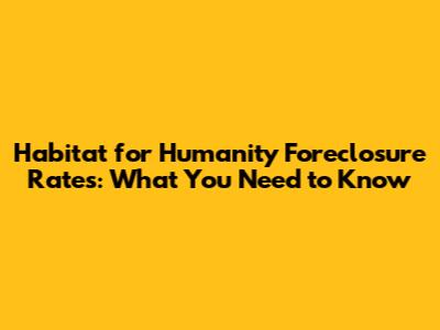 Habitat for Humanity Foreclosure Rates: What You Need to Know