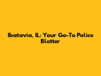 Ibatavia, IL: Your Go-To Police Blotter