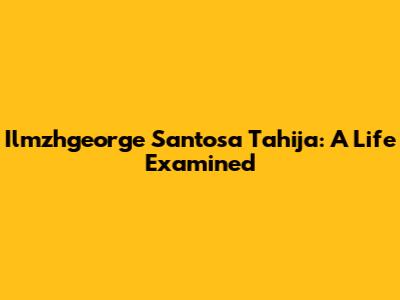 Ilmzhgeorge Santosa Tahija: A Life Examined
