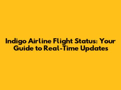 Indigo Airline Flight Status: Your Guide to Real-Time Updates