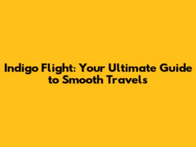 Indigo Flight: Your Ultimate Guide to Smooth Travels