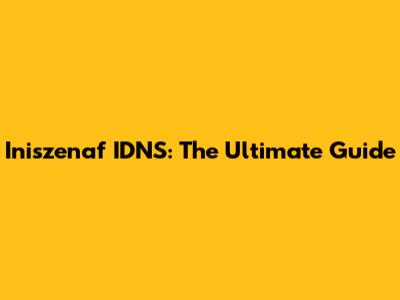 Iniszenaf IDNS: The Ultimate Guide