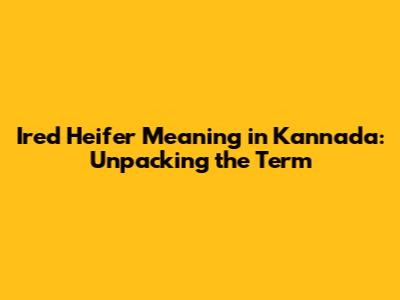 Ired Heifer Meaning in Kannada: Unpacking the Term
