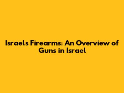 Israel's Firearms: An Overview of Guns in Israel