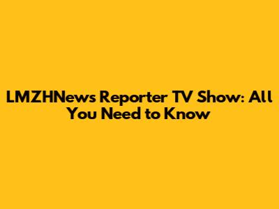 LMZHNews Reporter TV Show: All You Need to Know