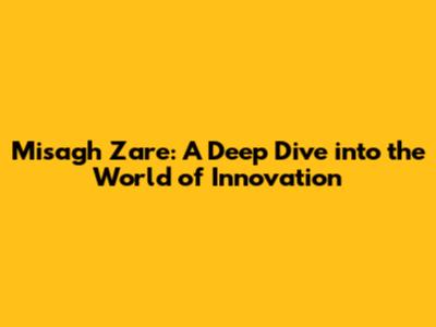 Misagh Zare: A Deep Dive into the World of Innovation
