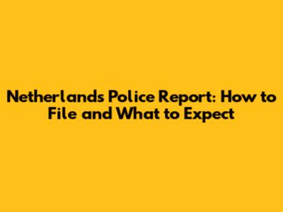 Netherlands Police Report: How to File and What to Expect