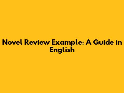 Novel Review Example: A Guide in English