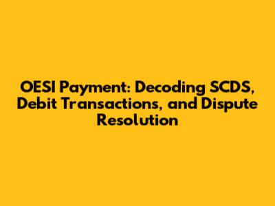 OESI Payment: Decoding SCDS, Debit Transactions, and Dispute Resolution