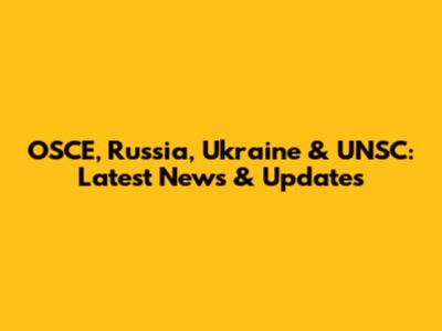 OSCE, Russia, Ukraine & UNSC: Latest News & Updates