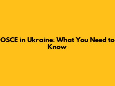 OSCE in Ukraine: What You Need to Know
