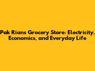 Pak Rian's Grocery Store: Electricity, Economics, and Everyday Life