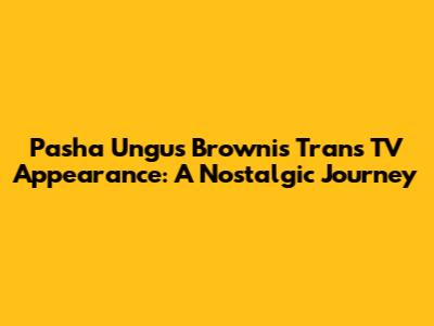 Pasha Ungu's Brownis Trans TV Appearance: A Nostalgic Journey