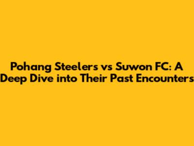 Pohang Steelers vs Suwon FC: A Deep Dive into Their Past Encounters