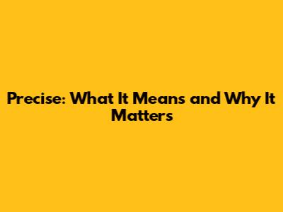 Precise: What It Means and Why It Matters