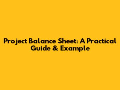 Project Balance Sheet: A Practical Guide & Example