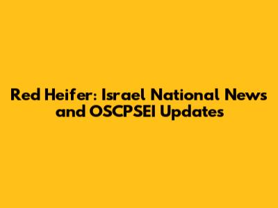 Red Heifer: Israel National News and OSCPSEI Updates