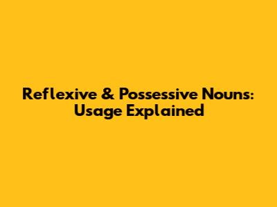 Reflexive & Possessive Nouns: Usage Explained