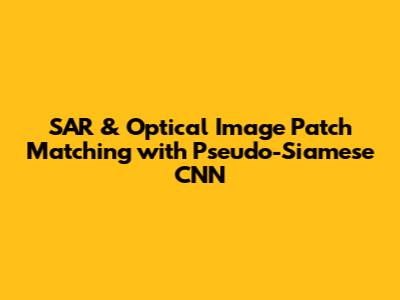 SAR & Optical Image Patch Matching with Pseudo-Siamese CNN