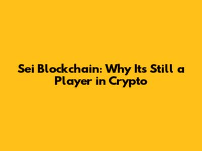 Sei Blockchain: Why It's Still a Player in Crypto